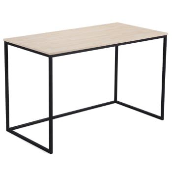 Mesa Escritorio Tablero y Estructura Metálica Negra ADEC Mia Oak - Negro
