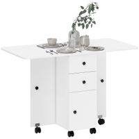 homcom mesa plegable con ruedas y alas abatibles mesa auxiliar multifuncional con almacenaje 120x60x765 cm blanco   aosom espana