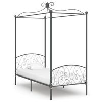 estructura cama con dosel sin colchon metal gris 90x200 cm vidaxl