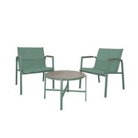 acomoda textil r conjunto jardin de 2 sillones  mesa de acero resistente decorativo y ligero asiento para exterior en patio balcon y terraza de facil instalacion verde 3 piezas