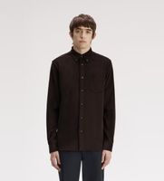 fred perry para hombre m3462 camisa needle cord marron m casual algodon manga larga