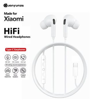 Audífonos Originales con Cable Tipo C, Auriculares Estéreo con Bajos USB C para Xiaomi K90 17 15 14 Pro Ultra, Audífonos de 3.5mm con Micrófono para Redmi