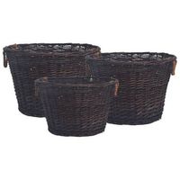 set de cestas apilables para lena 3 uds sauce marron oscuro vidaxl