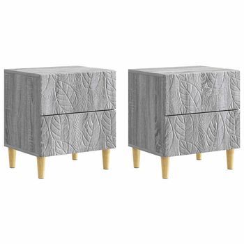 Mesita De Noche 2 Uds. Sonoma Gris 43 X 34,5 X 48 Cm Vidaxl