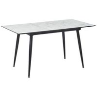 mesa de comedor extensible de metal mdf blanco negro 120150 x 80 cm efecto marmol patas de metal moderno eftalia