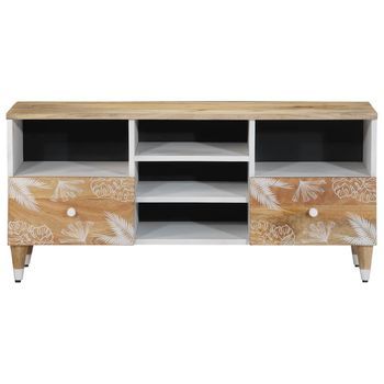 Mueble Tv | Mueble De Salón | Mesa De Tv Madera Maciza De Mango 100x33,5x46 Cm