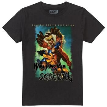 Marvel Camiseta Wolverine Versus Sabretooth Heavy Metal para hombre