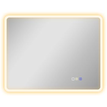 HOMCOM Espejo de Baño con Luz LED 90x70 cm con Bluetooth 3 Colores de Luz Función Antivaho Función de Memoria IP44