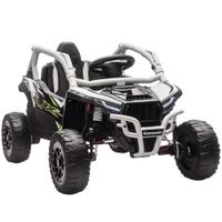 aiyaplay vehiculo todoterreno electrico 12 v para ninos mando a distancia luces led musica claxon para ninos de 3-8 anos gris   aosom espana