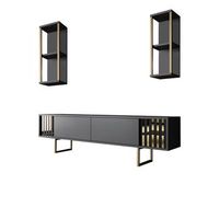 mueble tv con estante gold line antracita negro