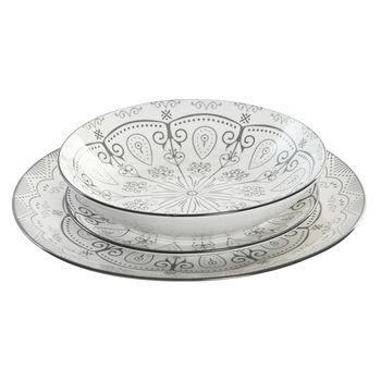 Vajilla Set 18 Porcelana 20x20x4 Gris Claro