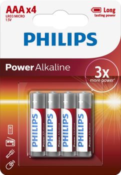 Pila AAA Philips LR03P4B/10 Alcalina 1,5V Pack 4 Sin Cadmio, Mercurio ni Plomo