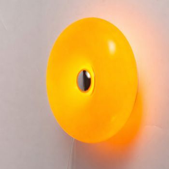 Aplique De Pared Led Tipo Donut De Vidrio Naranja Ø30 Cm, 12w, Cct 3000k/4000k/6000k, Con Cable, Enchufe E Interruptor