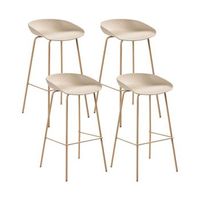 conjunto de 4 sillas de bar resistentes material sintetico poliester madera transferencia termica patas de hierro beige venlo