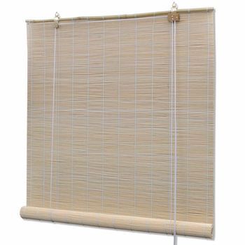 Estor Enrollable | Cortina Enrollable De Bambú Natural 2 Unidades 120x160 Cm