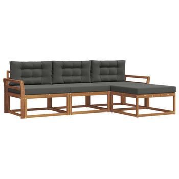 Conjunto De Sofás De Exterior 4 Piezas | Mueble De Jardín Natural Y Antracita