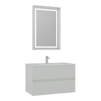 Conjunto De Mueble Con Lavabo Y Espejo (2 Piezas)  - 91 X 51 X 55 Cm - Mate Cashmere