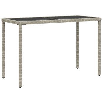 Mesa Jardín | Mesa De Exterior Superficie Vidrio Ratán Pe Gris Claro 115x54x74 Cm