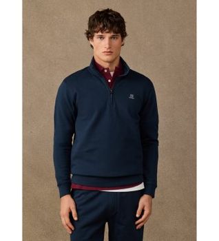 Hackett London para hombre. HM5800195 sudadera algodón con cremallera y logo marino (L), Casual
