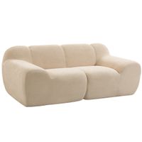 homcom sofa de 2 plazas de chenilla 174 cm con asiento y reposabrazos anchos acolchados beige   aosom espana