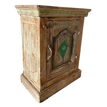 Mesita De Madera Acabado Artesanal Marrón 49x28x62h Cm