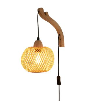 Lámpara de techo tubular de aluminio efecto madera D.20 cm