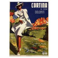 legendarte - cartel turistico vintage cortina - cuadro lienzo impresion digital cm 50x70