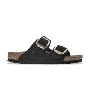 Birkenstock para mujer. 1023290 Sandalias de Piel Arizona Big Buckle Lenb (Ajuste Estrecho) negro (39), Plano, Ninguno, Casual