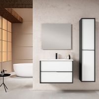 mueble doly 80 cm estructura antracita mate frontal blanco mate pack mueble  lavabo