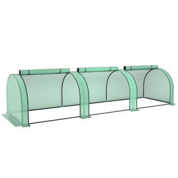 Outsunny Invernadero de Jardín tipo Túnel en Acero y Plástico PP con Puertas Enrollables, 3x1x0.8 m, Verde   Aosom España