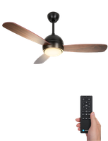 aigostar ventilador de techo silencioso con luz 3 aspas de imitacion de madera motor reversible uso en invierno y verano temporizador 6 velocidades ajuste de brillo y color ahorro de energia