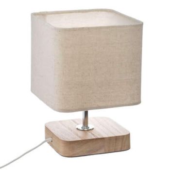Lámpara de Mesa Factory Cuadros Toxey Madera Marfil 21 Cm Alto
