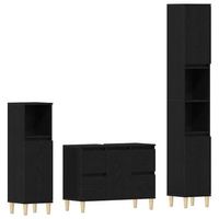 juego de muebles de bano montaje en la pared 3 pcs roble negro vidaxl
