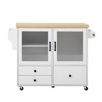 isla de cocina movil - mesa de comedor extensible - carrito de cocina con portavasos - blanco