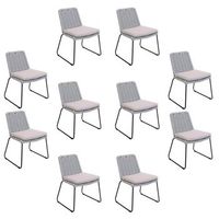 balero silla de jardin de mimbre gris claro - lote de 10