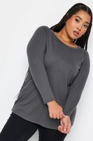 yours camiseta manga larga gris  mujer curvy y tallas grandes yours
