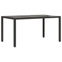 mesa de jardin  mesa de exterior superficie de vidrio ratan pe negro 150x90x75 cm
