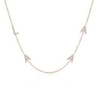 cadena de letras de oro rosa de 14 quilates con diamantes