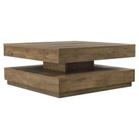 mesa de centro florenz con tablero giratorio 76x76x38 cm - efecto madera encasa