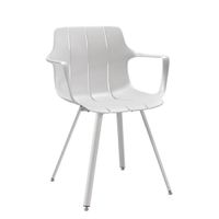 silla moderna en polipropileno blanco con reposabrazos