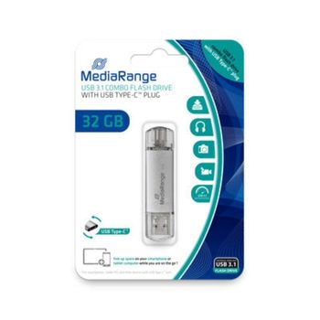 Unidad flash USB MediaRange MR936 32 GB USB Type-A y Type-C 3.2 Gen 1 plata