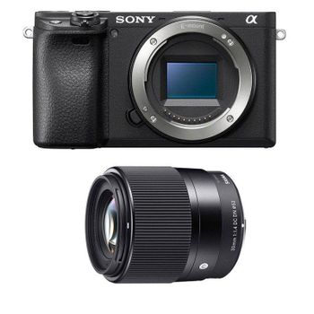 Cámara Mirrorless Sony Alpha a6400 24.2 MP Sensor CMOS APS-C AF Táctil 4K Sigma 30mm F/1.4