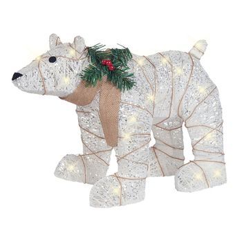 Decoración De Navidad Led Metal Blanco Algodón Forma De Oso Exteriores Sivula