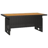 mesa jardin  mesa de exterior negra 100x50x4363 cm madera maciza acacia y ratan