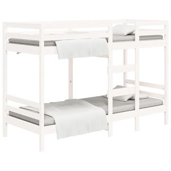 Cama Para Adultos | Litera De Madera Maciza De Pino Blanco 90x190 Cm