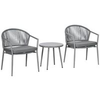 elegante grupo de asientos 2 sillas de jardin mesa de centro conjunto de muebles de balcon estructura de acero gris ideal para jardin y terraza