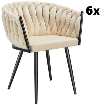 2 sillas de comedor de terciopelo, diseño anudado 60,5x55x75 cm arena