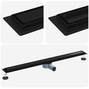 Desagüe De Ducha 2 En 1 Con Sifón De 360° Negro 100 Cm Vidaxl