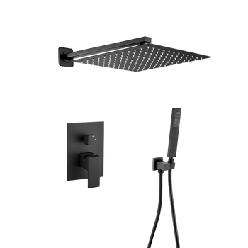 Conjunto De Ducha Empotrada Monomando A Pared Tilso Negro Mate  30 Cm X 30 Cm