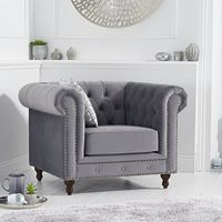 milano chesterfield grey velvet armchair